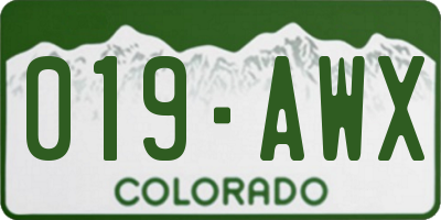 CO license plate 019AWX