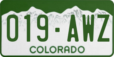 CO license plate 019AWZ