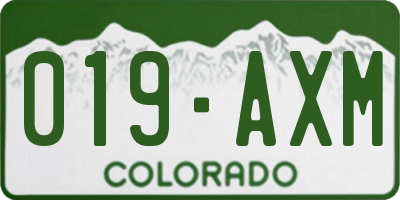 CO license plate 019AXM