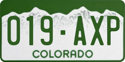 CO license plate 019AXP