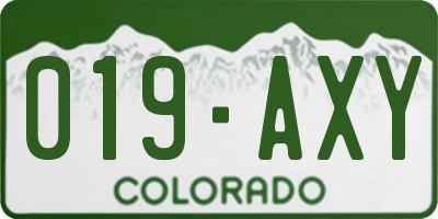CO license plate 019AXY