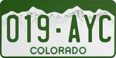 CO license plate 019AYC