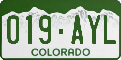 CO license plate 019AYL