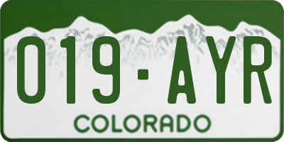 CO license plate 019AYR