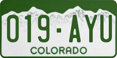 CO license plate 019AYU