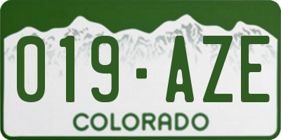 CO license plate 019AZE