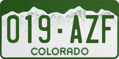 CO license plate 019AZF