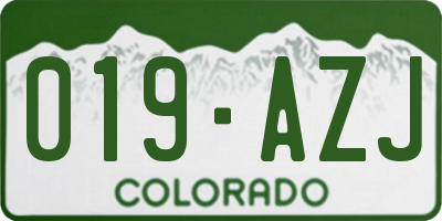 CO license plate 019AZJ