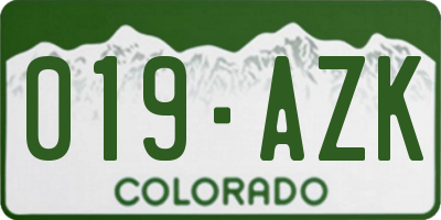 CO license plate 019AZK