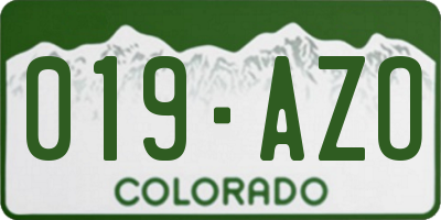CO license plate 019AZO