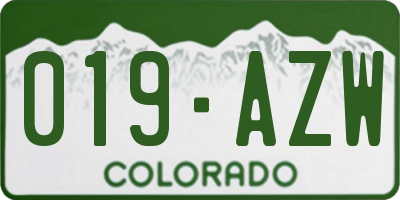 CO license plate 019AZW