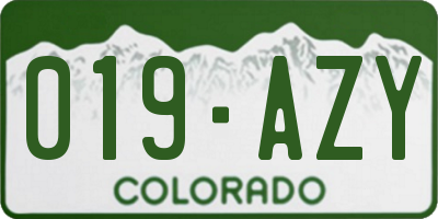 CO license plate 019AZY