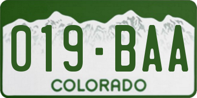 CO license plate 019BAA