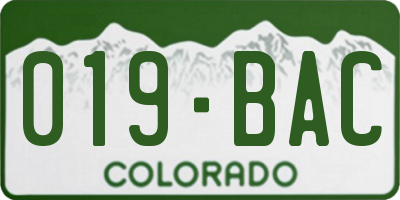 CO license plate 019BAC