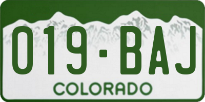 CO license plate 019BAJ