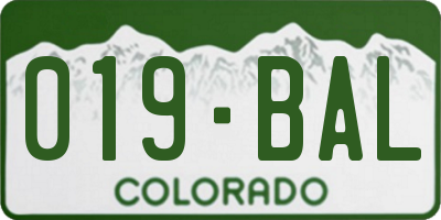 CO license plate 019BAL