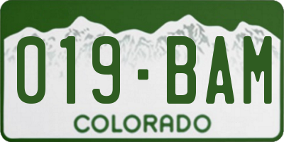 CO license plate 019BAM