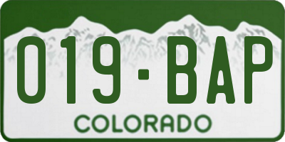 CO license plate 019BAP