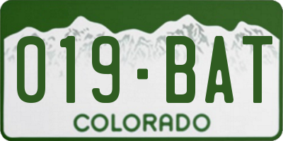 CO license plate 019BAT