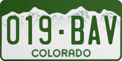 CO license plate 019BAV