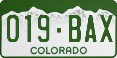 CO license plate 019BAX