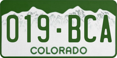 CO license plate 019BCA