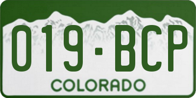 CO license plate 019BCP