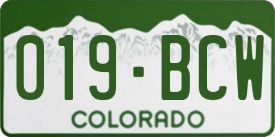 CO license plate 019BCW