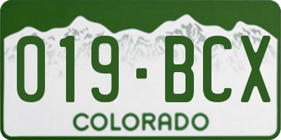 CO license plate 019BCX
