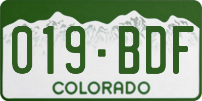 CO license plate 019BDF