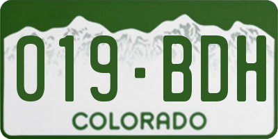 CO license plate 019BDH