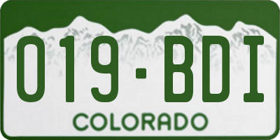 CO license plate 019BDI