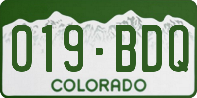 CO license plate 019BDQ
