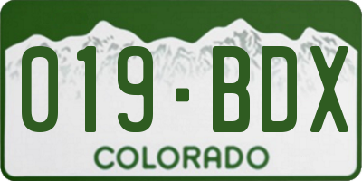 CO license plate 019BDX