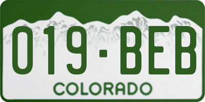 CO license plate 019BEB