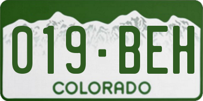 CO license plate 019BEH