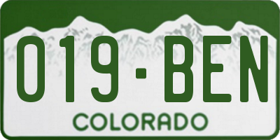 CO license plate 019BEN