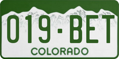 CO license plate 019BET
