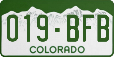 CO license plate 019BFB