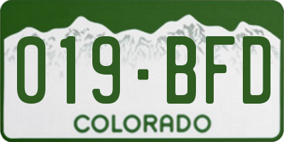 CO license plate 019BFD