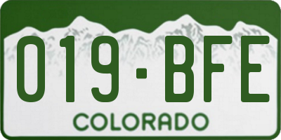 CO license plate 019BFE