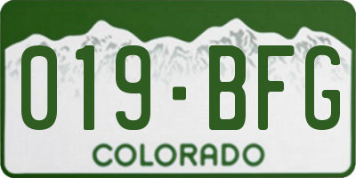 CO license plate 019BFG