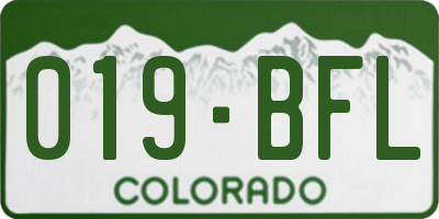 CO license plate 019BFL