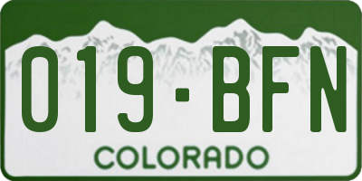 CO license plate 019BFN