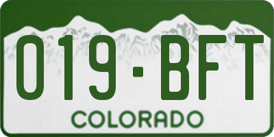 CO license plate 019BFT