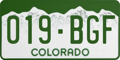 CO license plate 019BGF