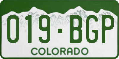 CO license plate 019BGP