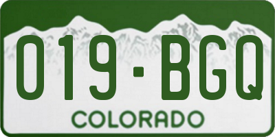 CO license plate 019BGQ