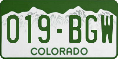 CO license plate 019BGW