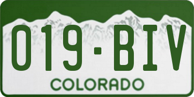 CO license plate 019BIV